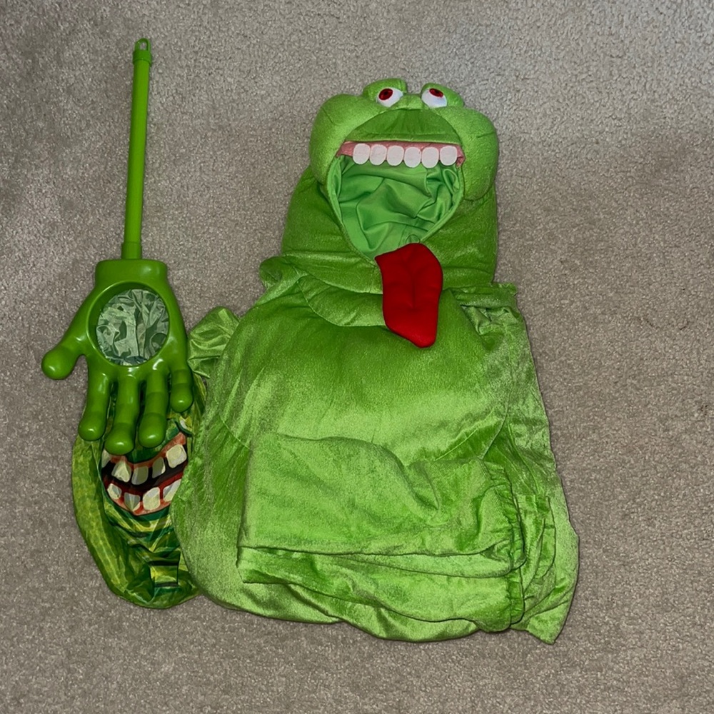 Kids ghost buster slimer costume with treat bag